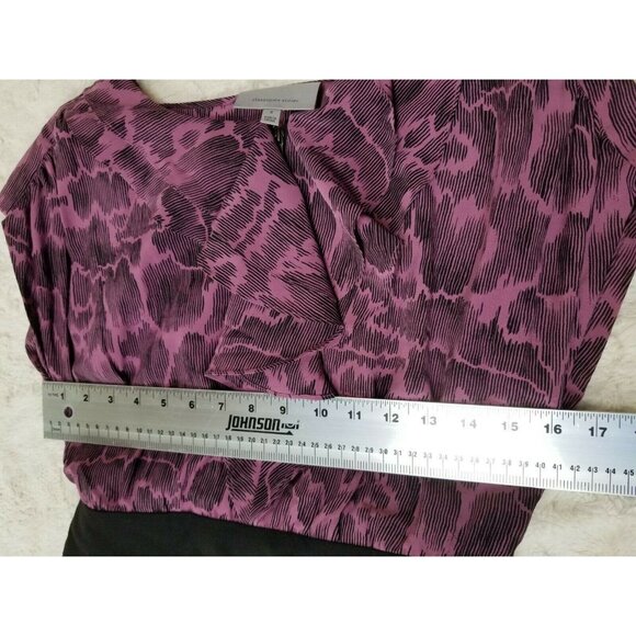 Classiques Entier Womens Ruffle Belted Sheath Dress Size 6 Pink Black Cap Sleeve - Picture 6 of 8